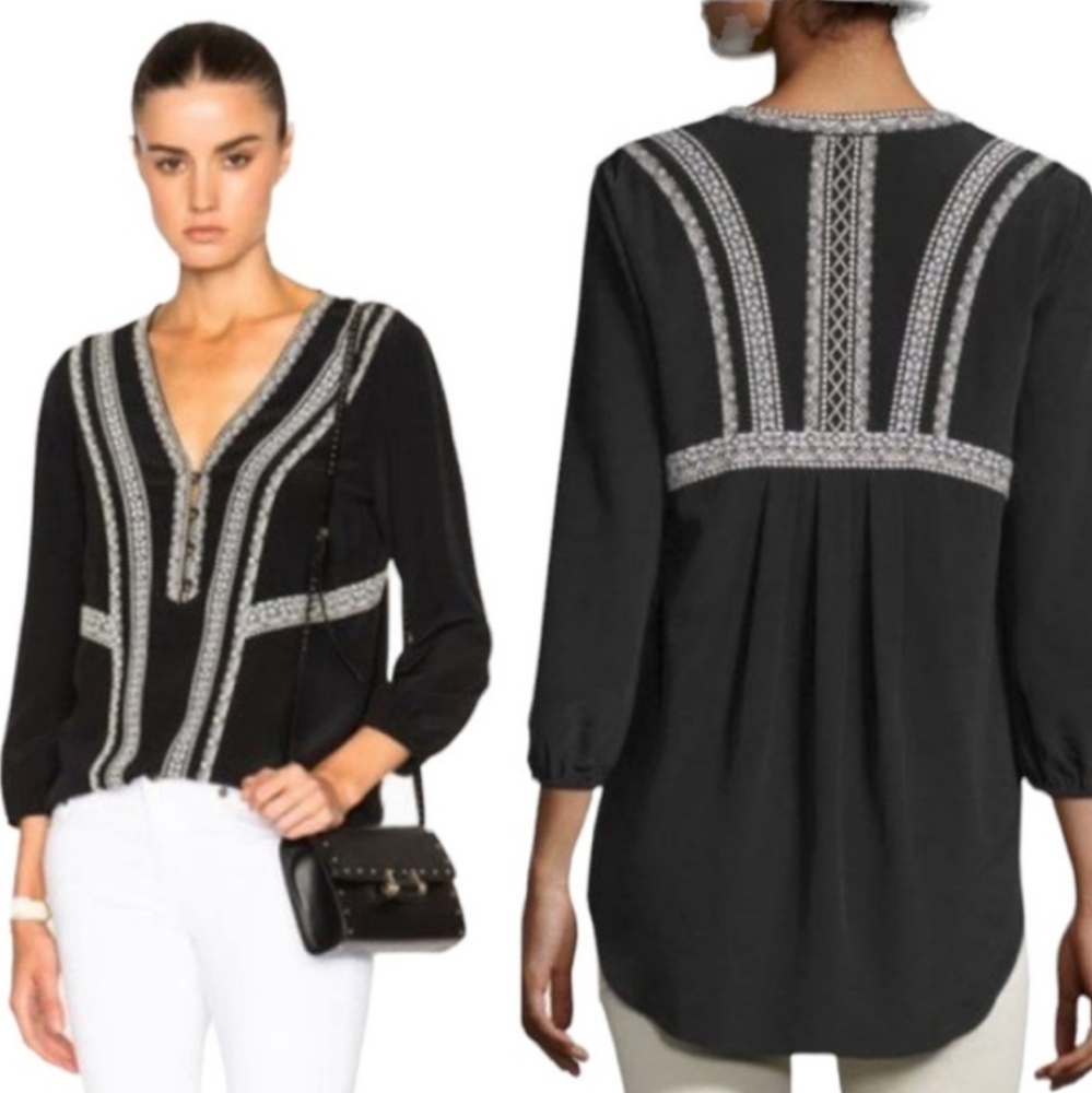 Veronica Beard Loreto Silk Tunic Blouse Sz0